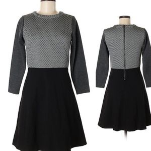 Loft Grey & Black Bloack A-Line Dress